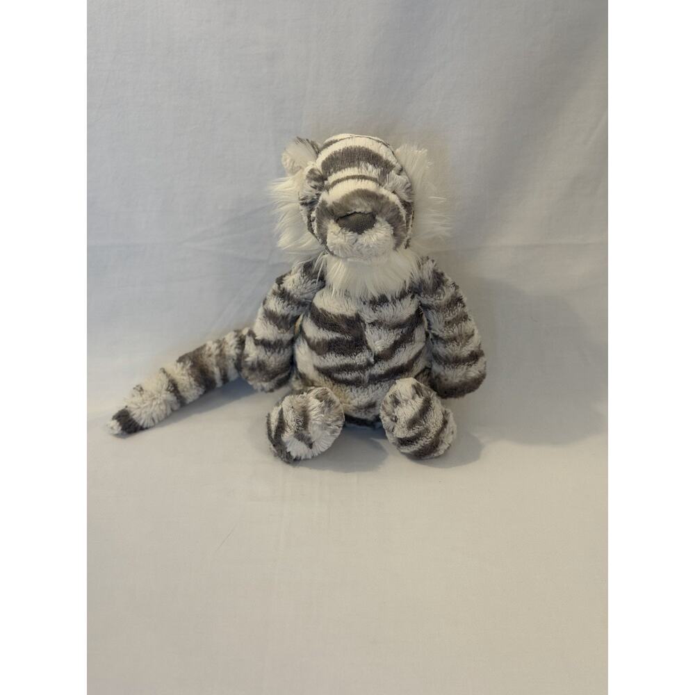 RETIRED Jellycat London Bashful Snow Tiger MEDIUM 12" White Grey with Tags